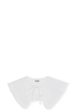 Cheap GANNI Abnehmbarer Ruschenkragen Aus Cotton Poplin Bright White