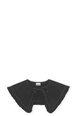 Online GANNI Abnehmbarer Ruschenkragen Aus Cotton Poplin Black