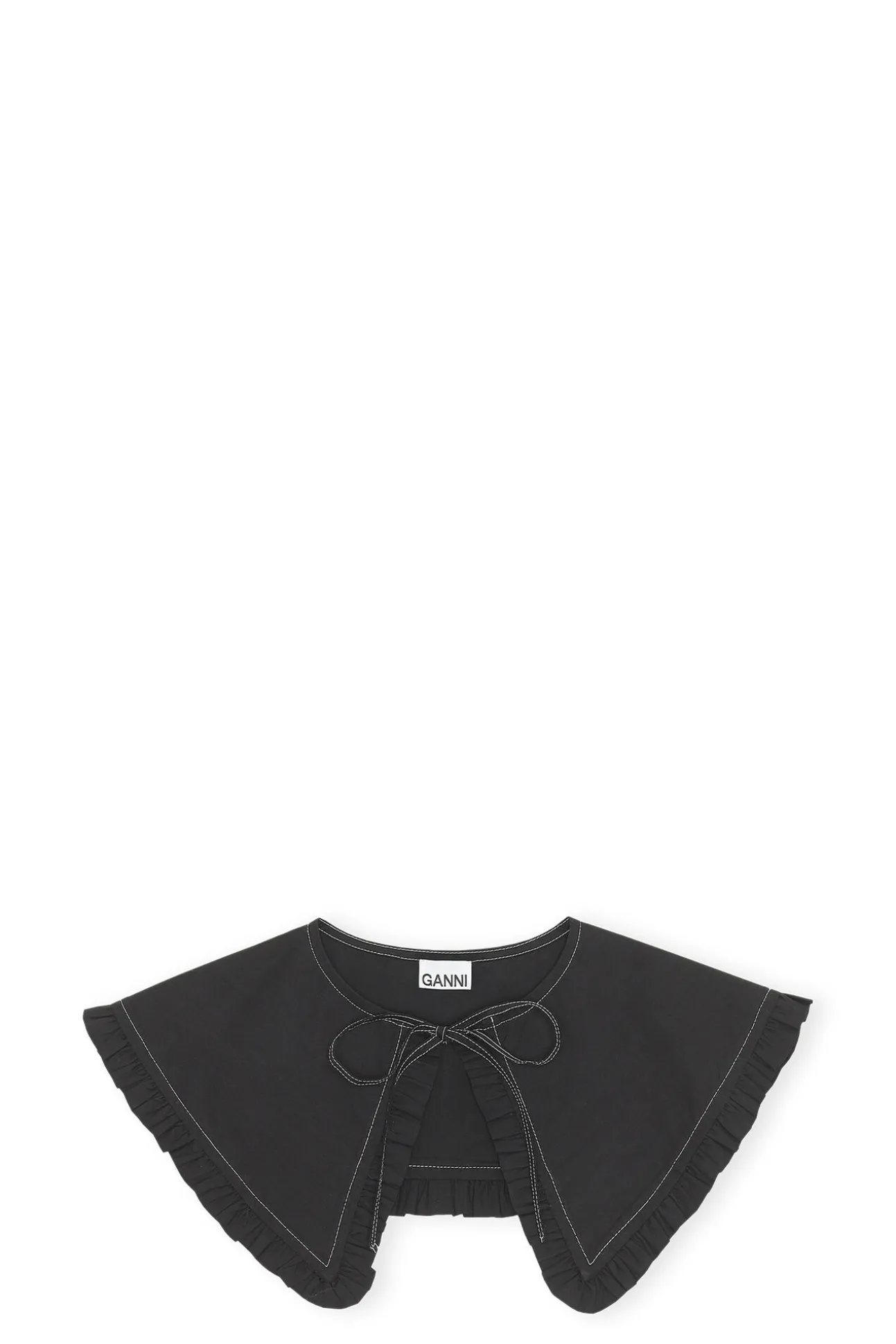 Online GANNI Abnehmbarer Ruschenkragen Aus Cotton Poplin Black
