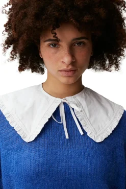 Cheap GANNI Abnehmbarer Ruschenkragen Aus Cotton Poplin Bright White
