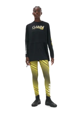Flash Sale GANNI Active-Netz-Langarmshirt Mit Lagenlook Black