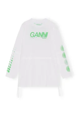 Best GANNI Active-Netz-Langarmshirt Mit Lagenlook Bright White