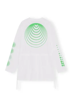 Best GANNI Active-Netz-Langarmshirt Mit Lagenlook Bright White