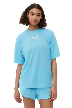 Online GANNI Active-Netz-T-Shirt Ethereal Blue