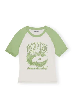 Store GANNI Apple- Raglan-T-Shirt Egret