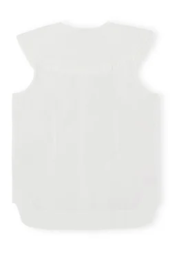 Discount GANNI Armelloses Ruschenkragenhemd Aus Cotton Poplin Bright White