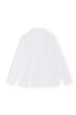New GANNI Asymmetrisches Kragenhemd Aus Cotton Poplin Bright White