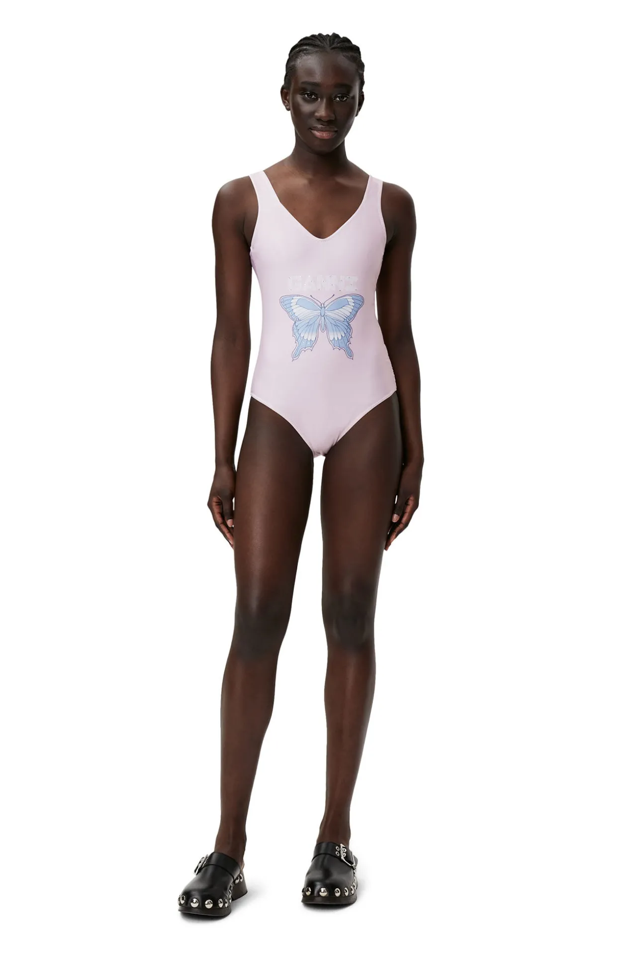 Flash Sale GANNI Badeanzug Mit Tiefem Ausschnitt Und Grafik Light Lilac