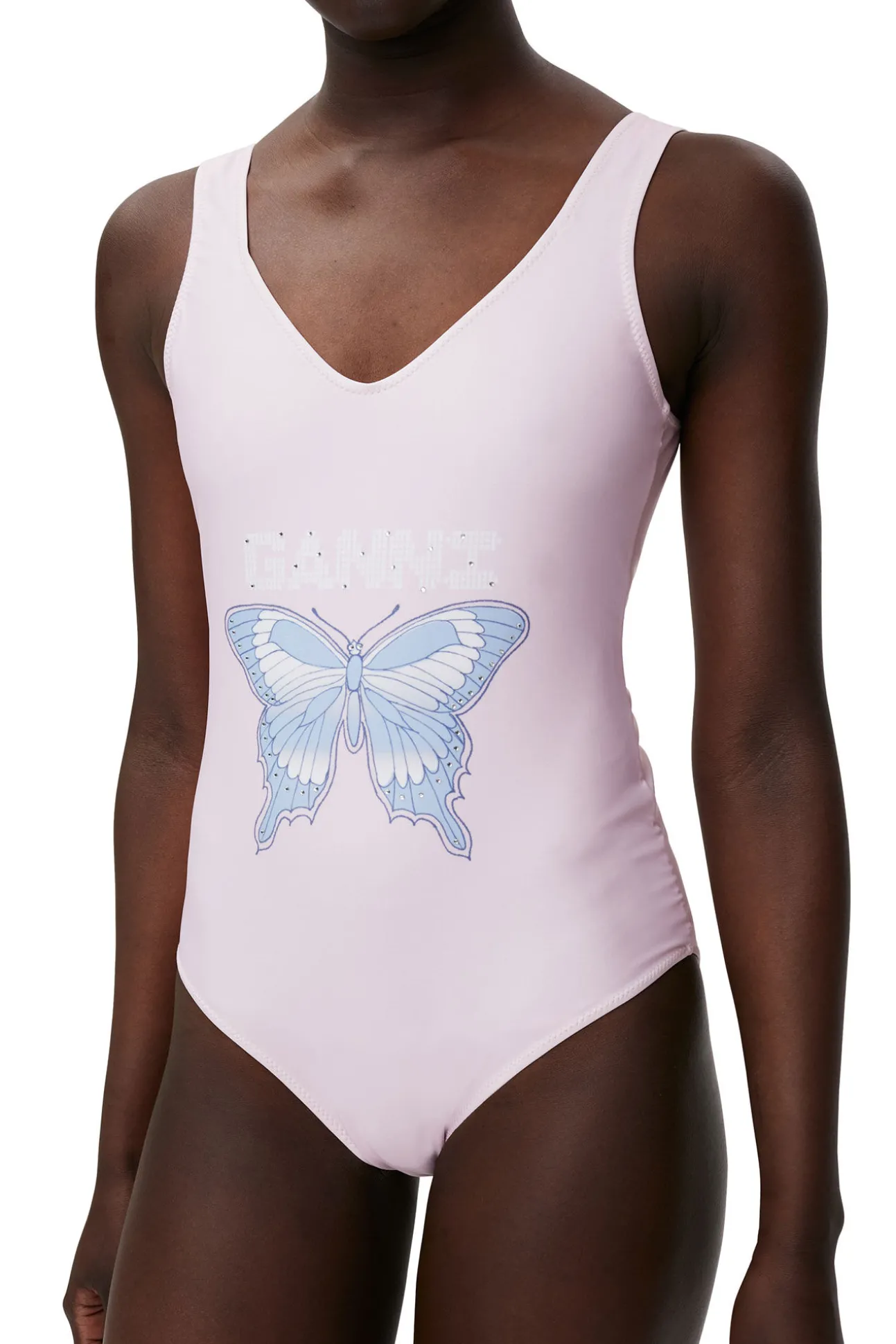 Flash Sale GANNI Badeanzug Mit Tiefem Ausschnitt Und Grafik Light Lilac