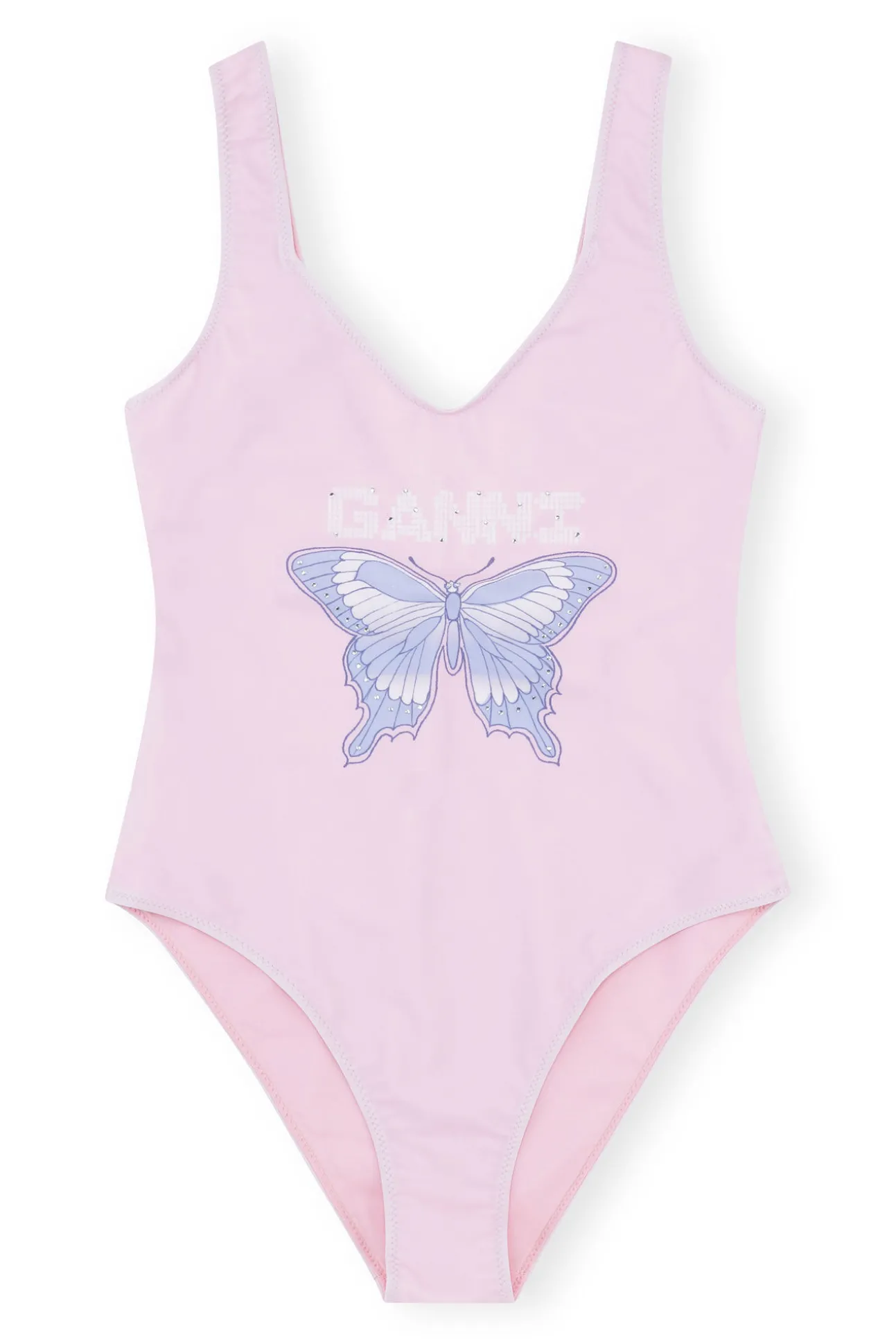 Flash Sale GANNI Badeanzug Mit Tiefem Ausschnitt Und Grafik Light Lilac