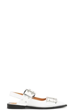 Cheap GANNI Ballerinas Mit Breiter Gurtelschnalle Egret