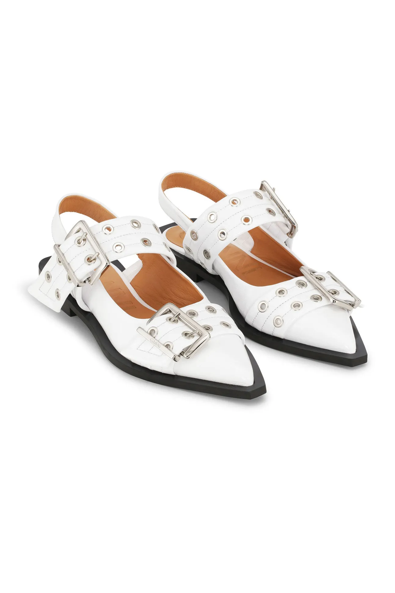 Cheap GANNI Ballerinas Mit Breiter Gurtelschnalle Egret