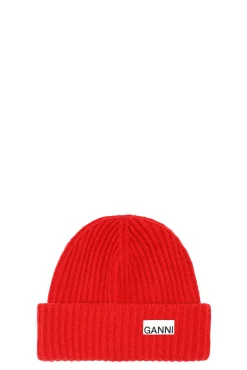 Cheap GANNI Beanie Aus Recycelter Wolle High Risk Red
