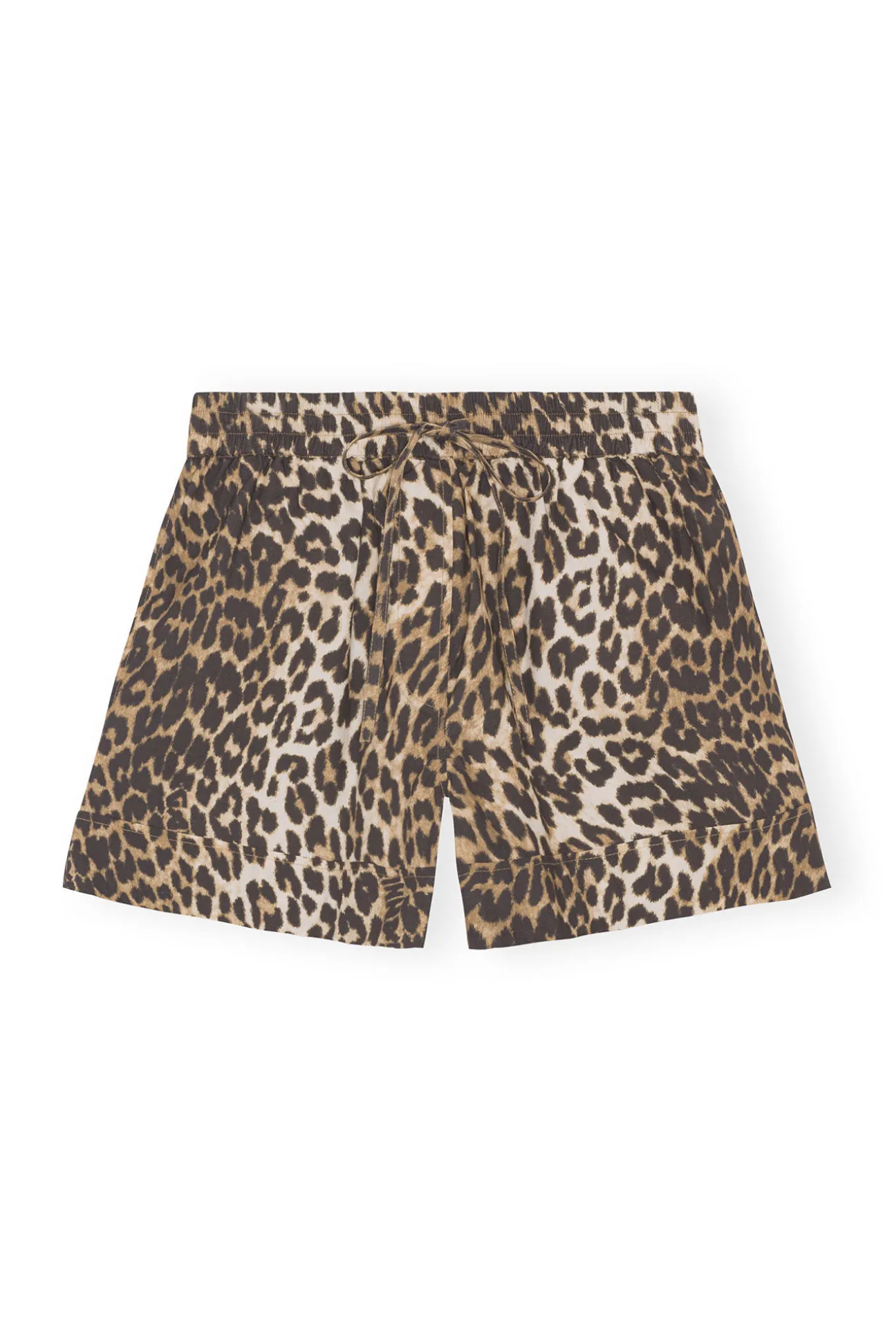 Clearance GANNI Bedruckte Elastische Shorts Aus Baumwolle Big Leopard Almond Milk