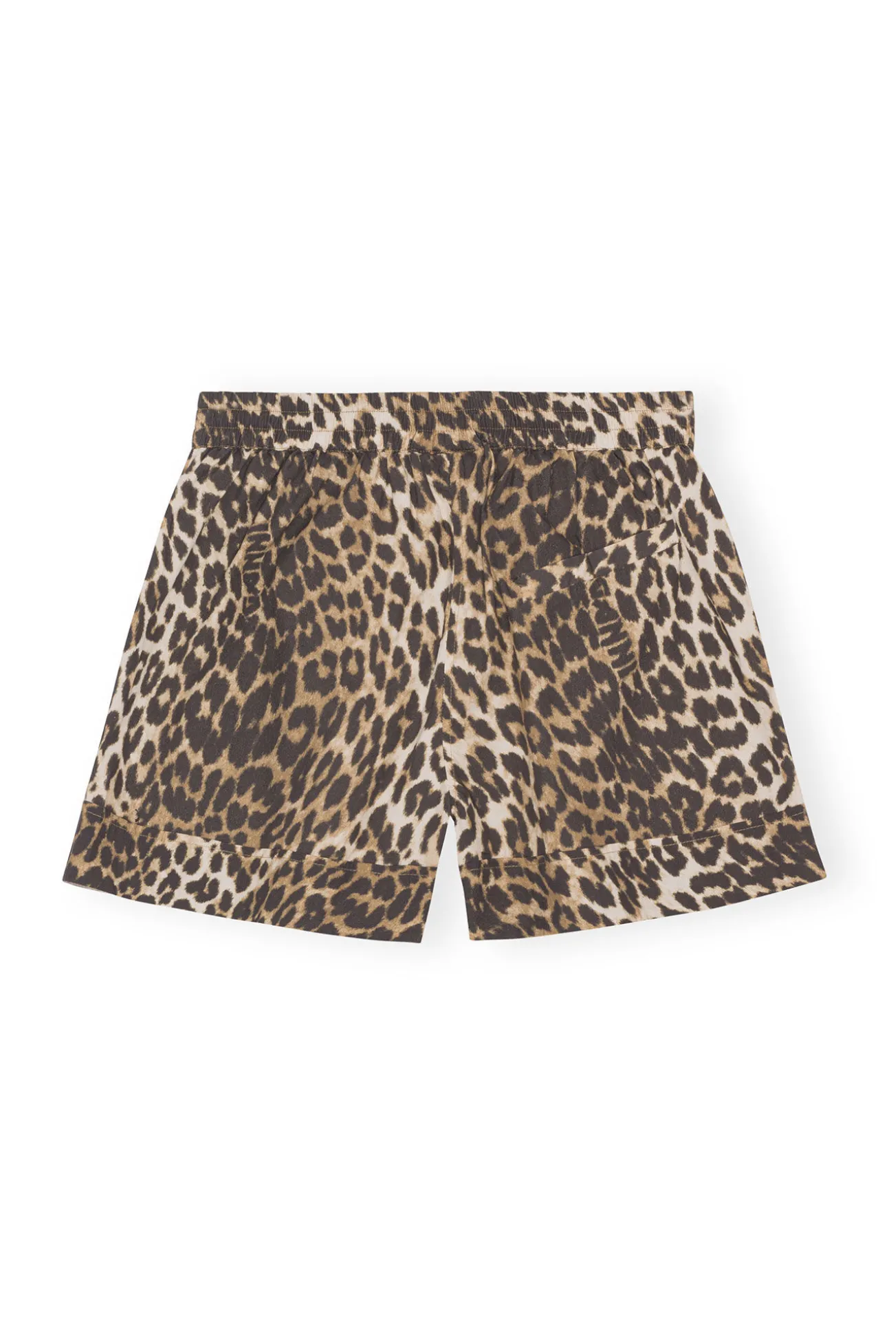 Clearance GANNI Bedruckte Elastische Shorts Aus Baumwolle Big Leopard Almond Milk