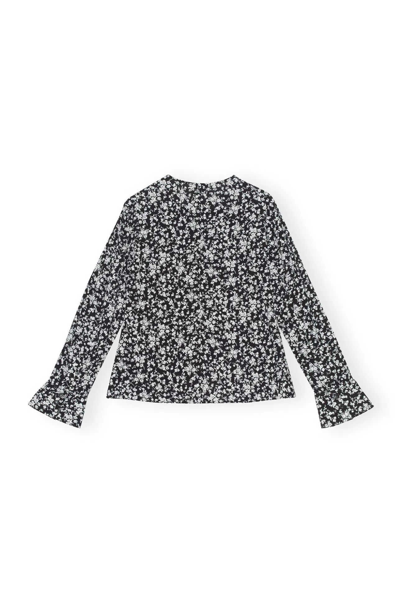 Best GANNI Bedruckte Krepp-Bluse Mit O-Ausschnitt Black