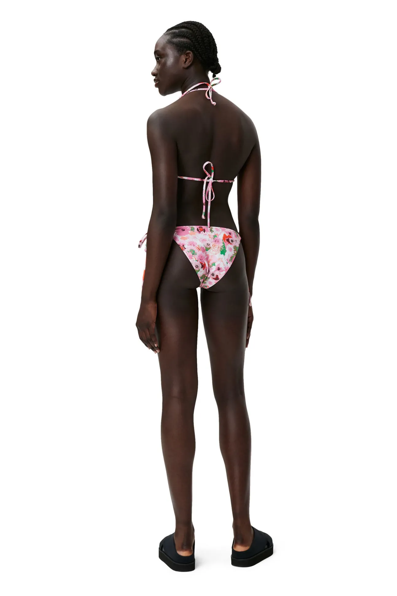 Shop GANNI Bedruckte String-Bikinihose Sugar Plum