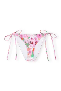 Shop GANNI Bedruckte String-Bikinihose Sugar Plum