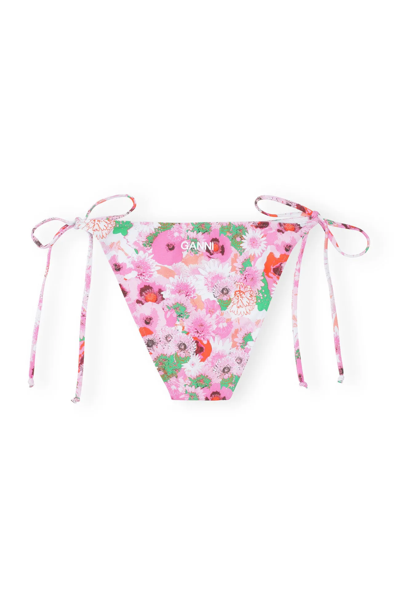 Shop GANNI Bedruckte String-Bikinihose Sugar Plum