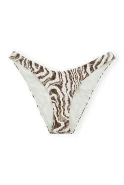 Flash Sale GANNI Bedruckte, Tief Geschnittene Wave-Bikinihose Aus Recyceltem Material Egret