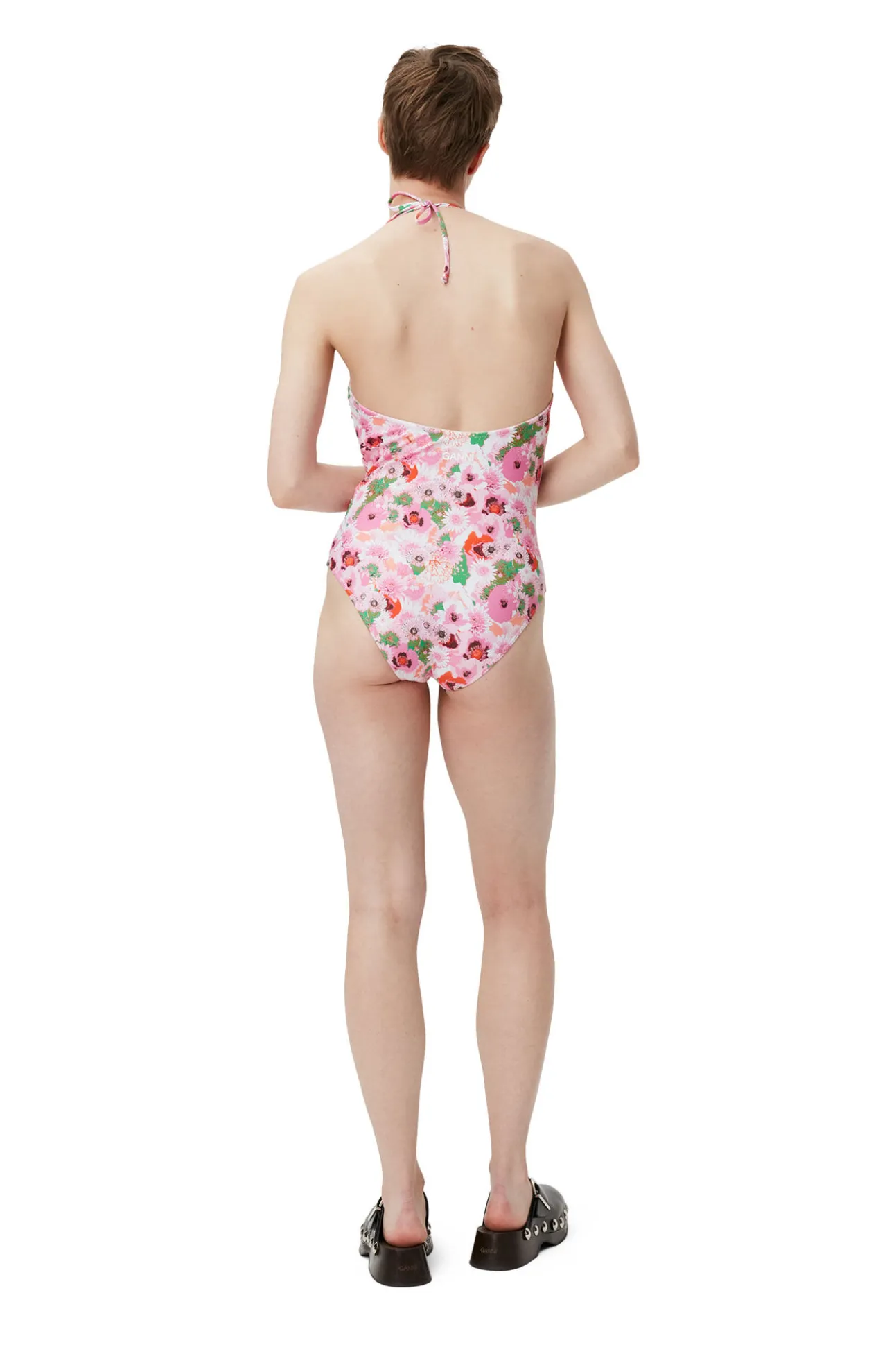Discount GANNI Bedruckter Badeanzug Mit V-Ausschnitt Sugar Plum