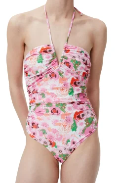 Discount GANNI Bedruckter Badeanzug Mit V-Ausschnitt Sugar Plum