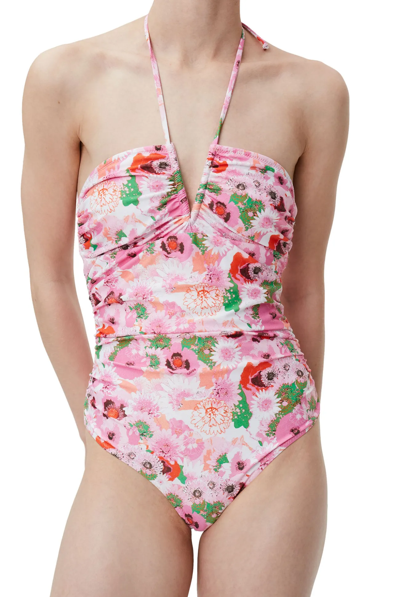 Discount GANNI Bedruckter Badeanzug Mit V-Ausschnitt Sugar Plum