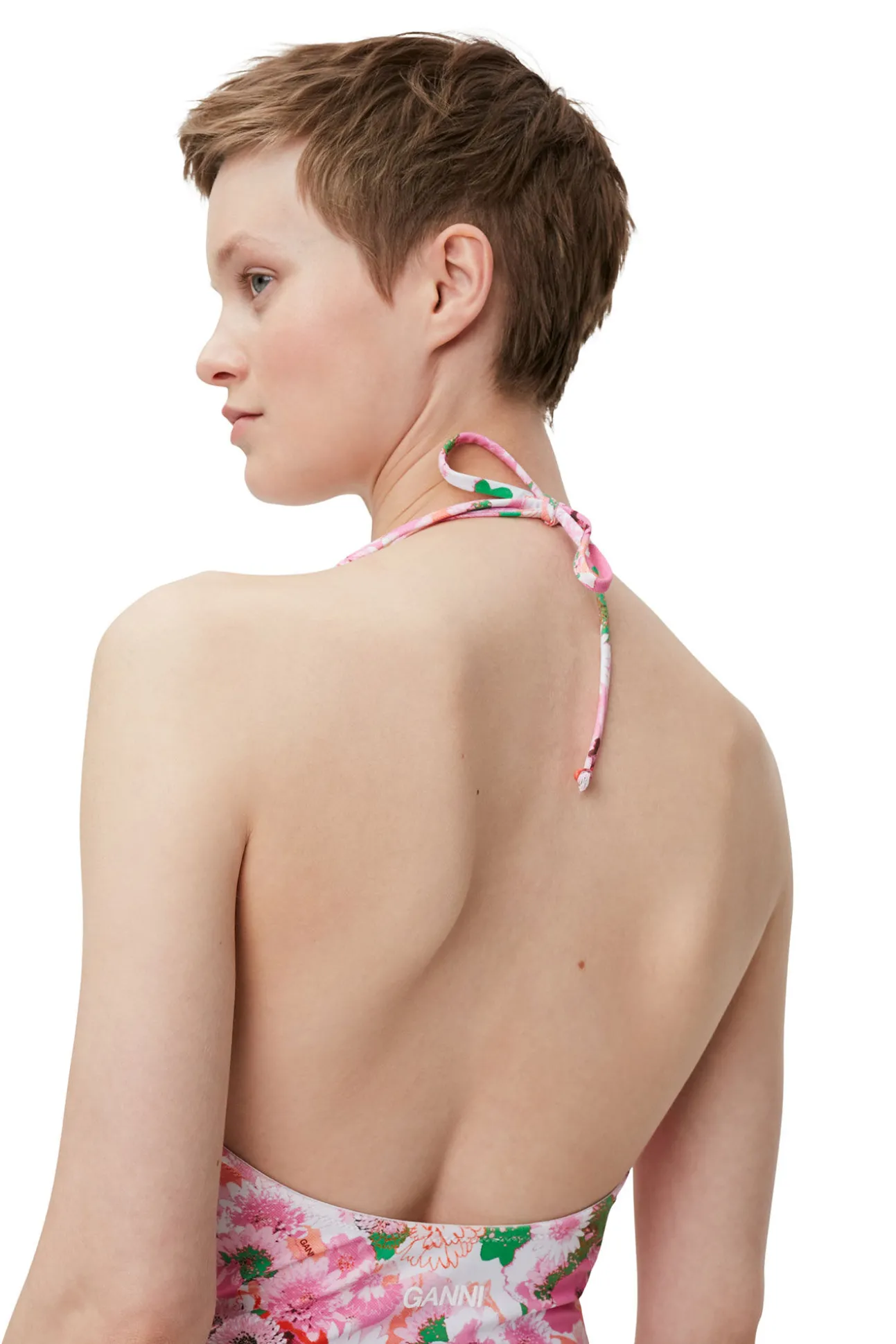 Discount GANNI Bedruckter Badeanzug Mit V-Ausschnitt Sugar Plum