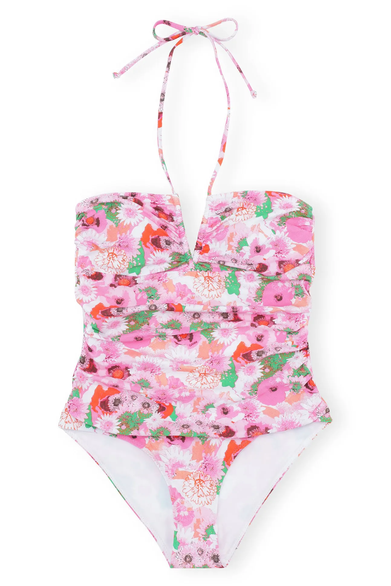 Discount GANNI Bedruckter Badeanzug Mit V-Ausschnitt Sugar Plum