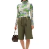 Sale GANNI Bedruckter Langarm-Rollkragenpullover Aus Mesh Egret