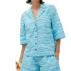 Cheap GANNI Bedrucktes Cotton-Hemd Ethereal Blue