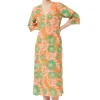 Sale GANNI Bedrucktes Crepe-Kleid Mit V-Ausschnitt Vibrant Orange