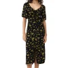 Store GANNI Bedrucktes Crepe-Midikleid Mit U-Ausschnitt Black