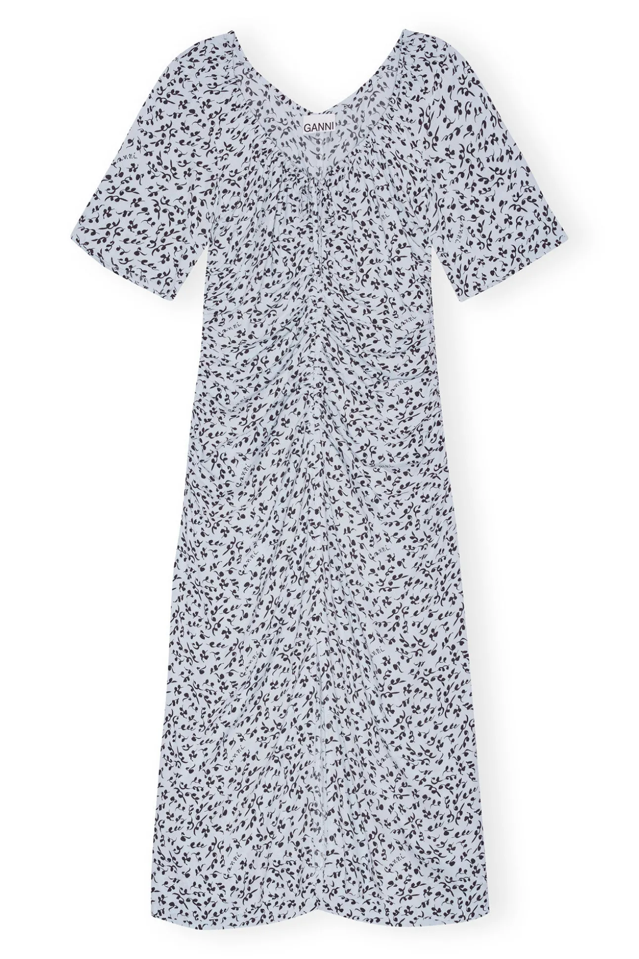 Online GANNI Bedrucktes Crepe-Midikleid Mit U-Ausschnitt Heather