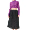 Best Sale GANNI Bedrucktes Crop-Shirt Aus Mesh Mit Ruschen Sparkling Grape