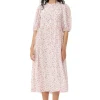 New GANNI Bedrucktes Georgette-Midikleid Mit Puffarmeln Egret