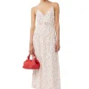 New GANNI Bedrucktes Georgette-Wickelkleid Mit Tragern Egret