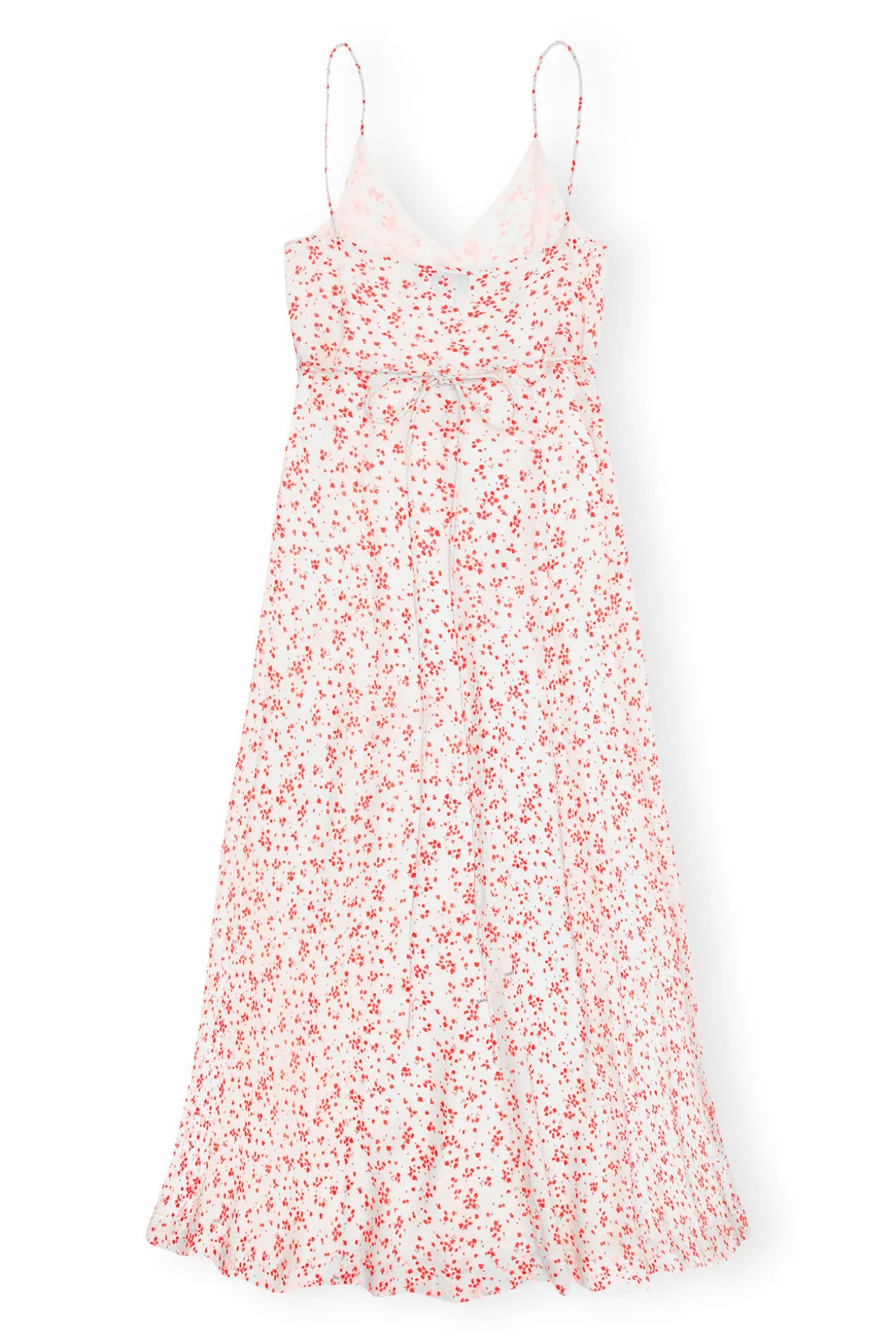 New GANNI Bedrucktes Georgette-Wickelkleid Mit Tragern Egret