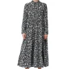 Fashion GANNI Bedrucktes Krepp-Lagenkleid Black