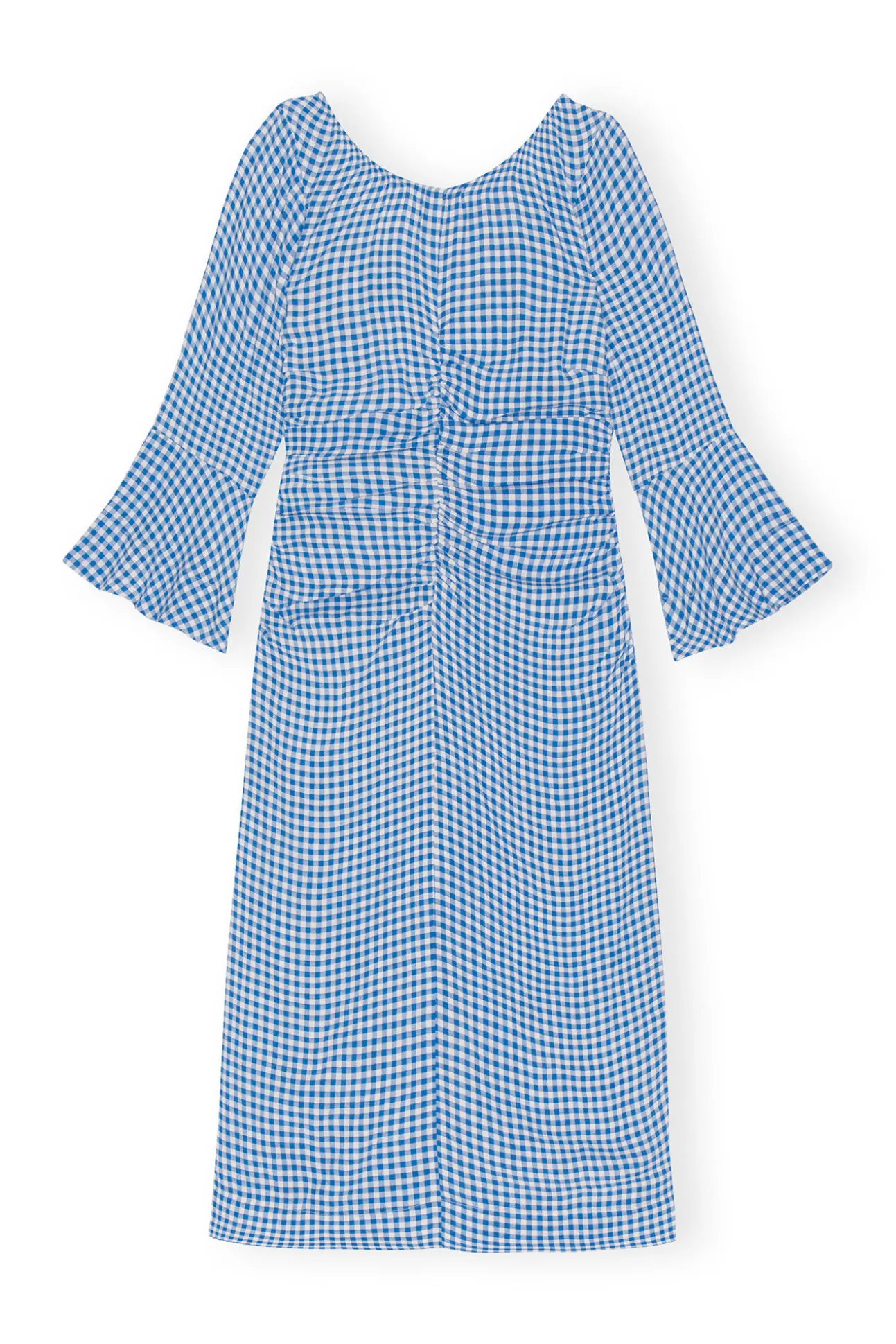 Best Sale GANNI Bedrucktes Krepp-Midikleid Mit U-Ausschnitt Strong Blue
