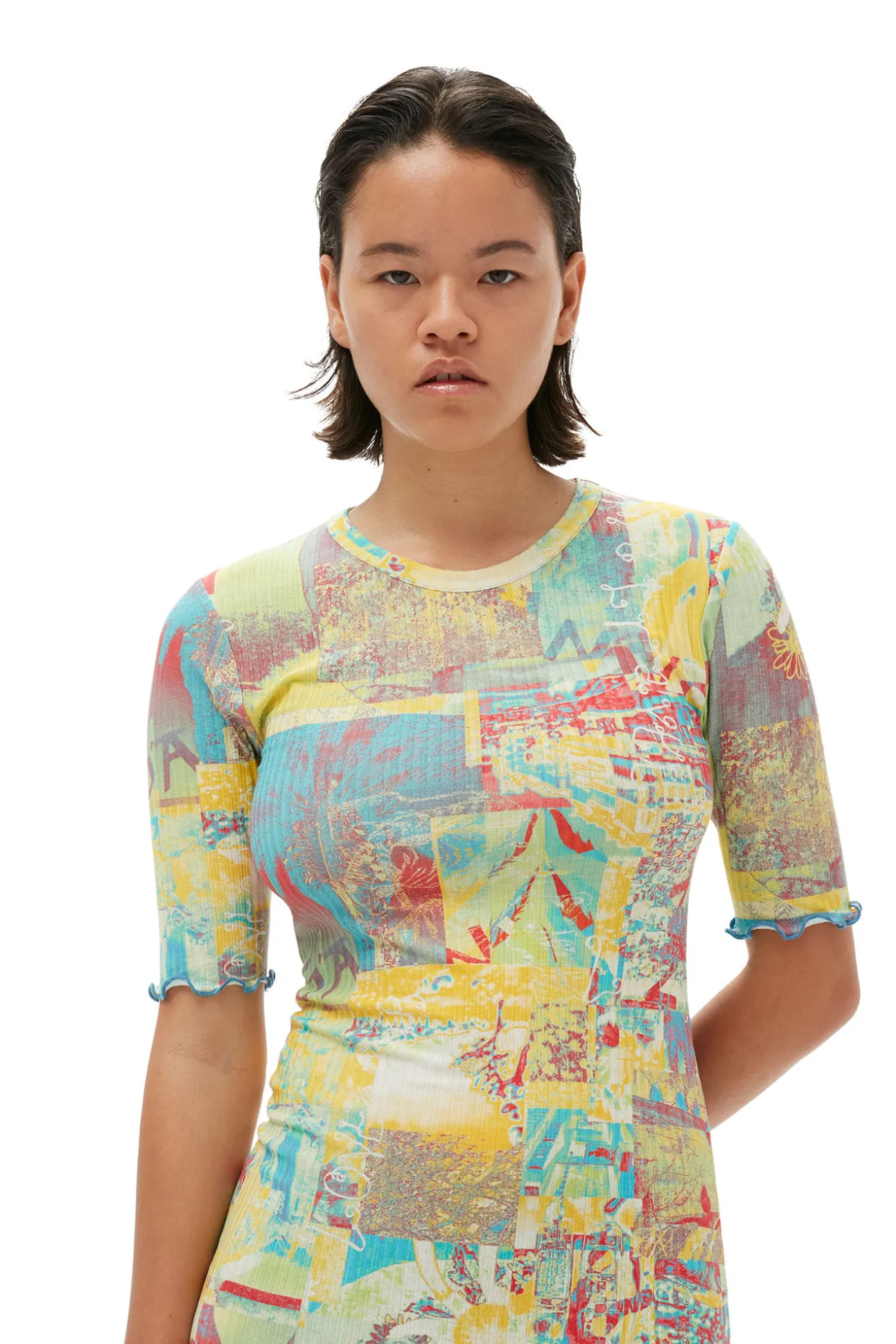 Flash Sale GANNI Bedrucktes Maxikleid Aus Rib Jersey Multicolour