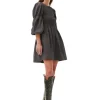 Cheap GANNI Bedrucktes Minikleid Aus Cotton Volcanic Ash