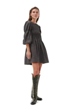 Cheap GANNI Bedrucktes Minikleid Aus Cotton Volcanic Ash