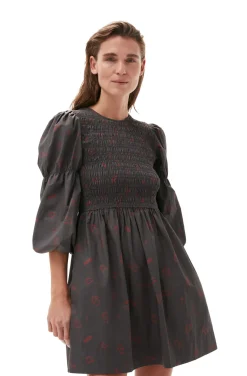 Cheap GANNI Bedrucktes Minikleid Aus Cotton Volcanic Ash