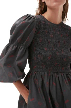 Cheap GANNI Bedrucktes Minikleid Aus Cotton Volcanic Ash