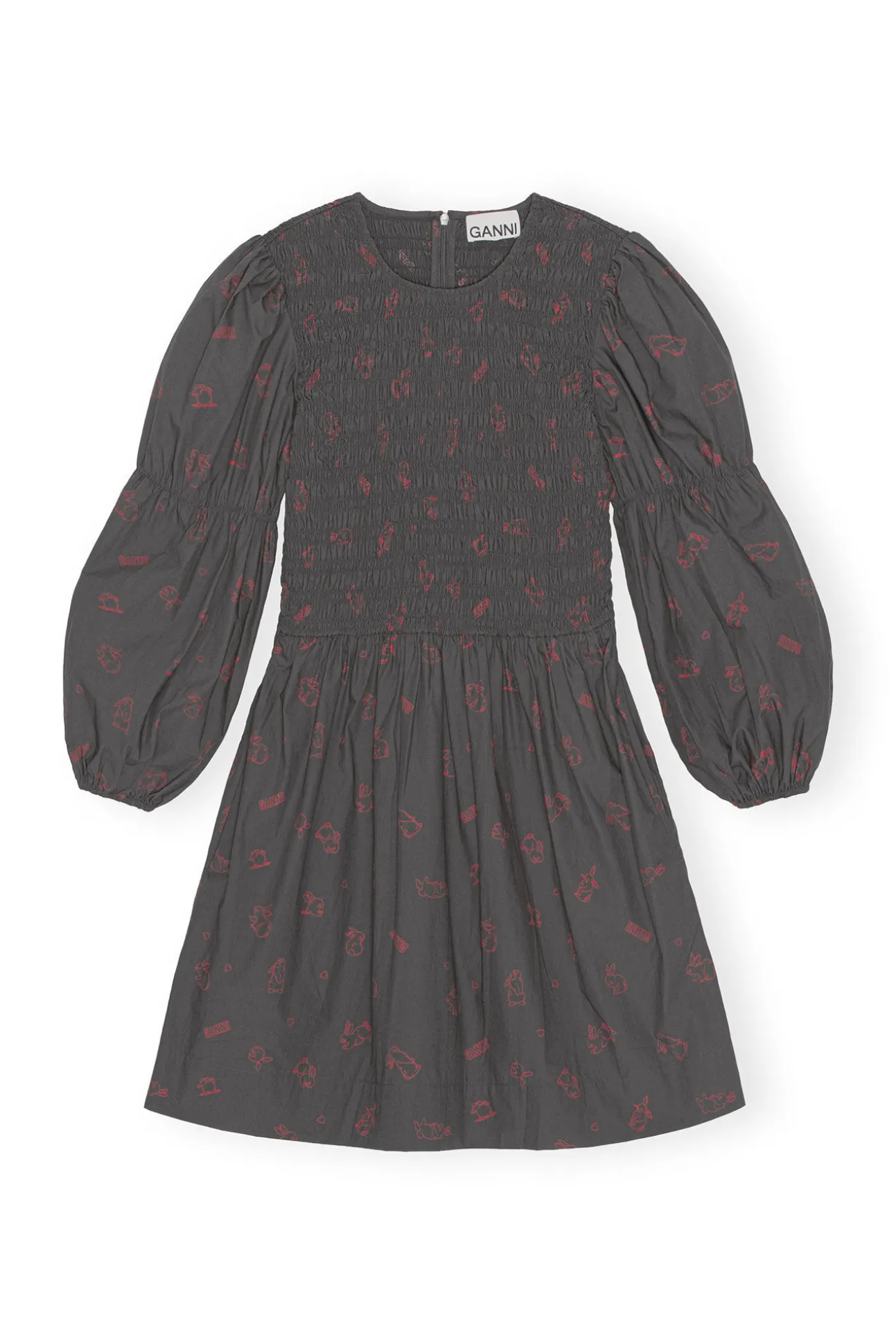 Cheap GANNI Bedrucktes Minikleid Aus Cotton Volcanic Ash