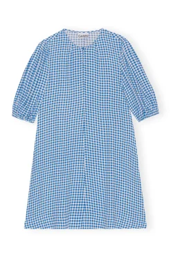 Fashion GANNI Bedrucktes Minikleid Aus Krepp Strong Blue