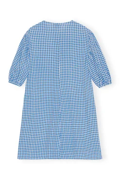 Fashion GANNI Bedrucktes Minikleid Aus Krepp Strong Blue