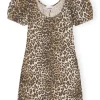 Clearance GANNI Bedrucktes Minikleid Mit U-Ausschnitt Big Leopard Almond Milk