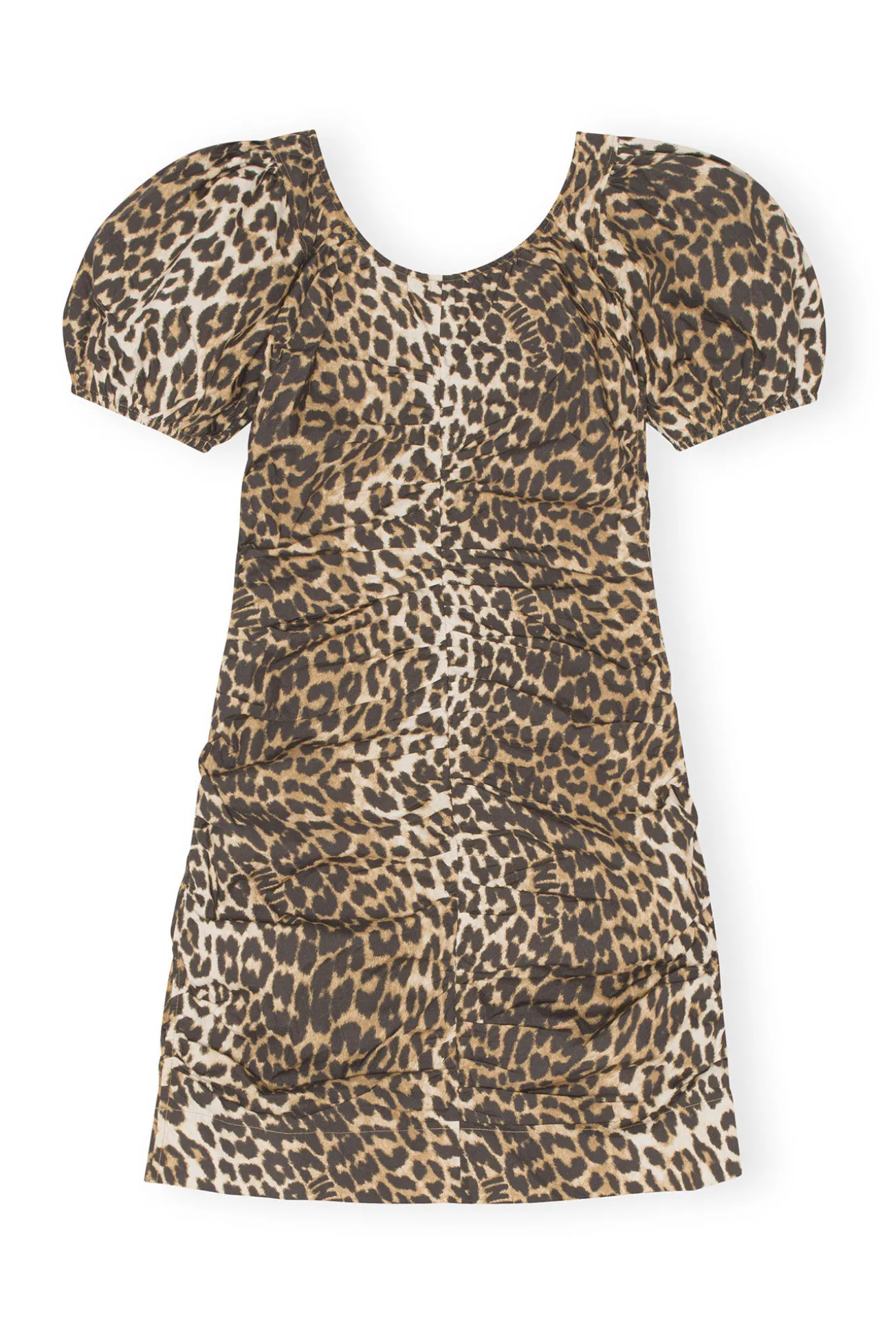 Clearance GANNI Bedrucktes Minikleid Mit U-Ausschnitt Big Leopard Almond Milk